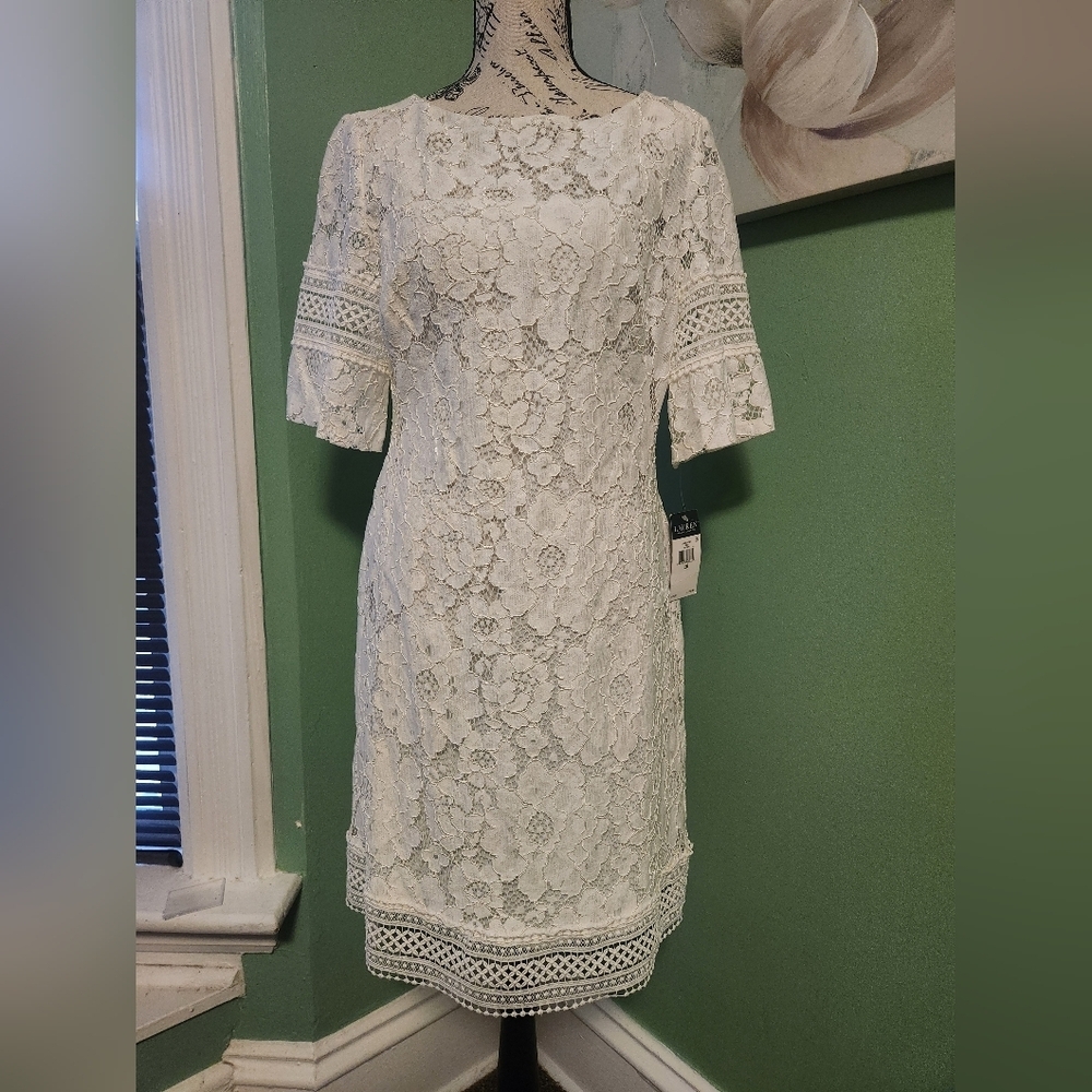 Ralph Lauren Off-White Lace Dress! NWT Sz 10